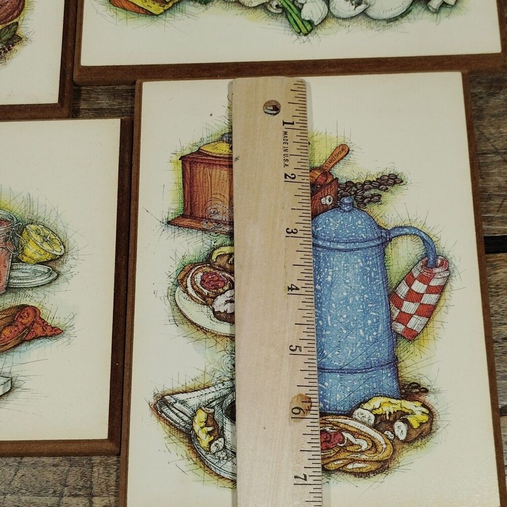 Vintage Set of 4 Plaque Kitchen Decor Farmhouse Wall Hanging Retro Primitive - Picture 6 of 8